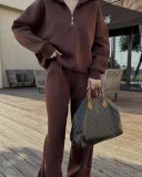 Solid Color Long Sleeve Two Pice Pants Set YMZY-56302
