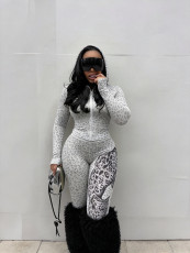 Leopard Printed Hoodies Two Piece Pants Set YWXS-K26L3058
