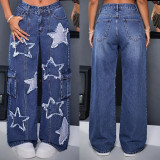 Fashion Loose Stars Wide Leg Jeans GKNF-KM-7000