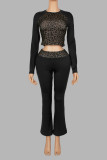 Leopard Printed Sport Two Piece Pants Set YWXS-K26L3082