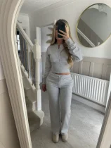 Solid Color Zipper Two Piece Pants Set YMZY-2302