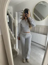 Solid Color Zipper Two Piece Pants Set YMZY-2302