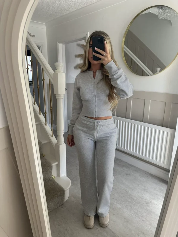 Solid Color Zipper Two Piece Pants Set YMZY-2302
