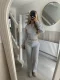 Solid Color Zipper Two Piece Pants Set YMZY-2302