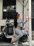 Solid Color Long Sleeve Two Piece Pants Set YWXS-K26L3046