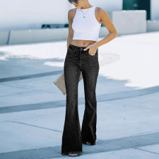 Fashion Washed Micro Flare Jeans GKNF-KM-25001