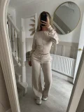 Solid Color Zipper Two Piece Pants Set YMZY-2302