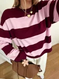 Loose Stripe Contrast Color Top GXIY-K26L3149