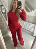 Solid Color Zipper Two Piece Pants Set YMZY-2302