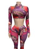 Printed Long Sleeve Pants 2 Piece Set GFCF-1613