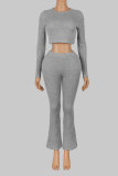 Solid Color Long Sleeve Two Piece Pants Set YWXS-K26L3046