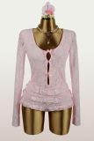 Lace Bow Tie Ruffles Bodysuit GXIY-XS-XSL445014