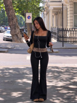 Square Neck Long Sleeve Two Piece Pants Set YWXS-K26L3057