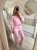 Solid Color Zipper Two Piece Pants Set YMZY-2302