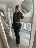 Solid Color Zipper Two Piece Pants Set YMZY-2302