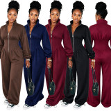 Long Sleeve Zipper Casual Jumpsuit CM-61012