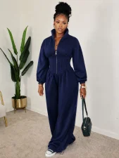 Long Sleeve Zipper Casual Jumpsuit CM-61012