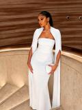 Long Sleeve Patchwork Slim Maxi Dress GADE-11561