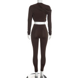 Long Sleeve Ruched Hollow Out 2 Piece Pants Set GSZM-C26ST426