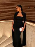 Long Sleeve Patchwork Slim Maxi Dress GADE-11561