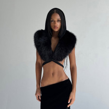 Solid Color Fur Hooded Tops GDSF-D26TP390