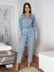 Long Sleeve Lapel Denim Jumpsuit OSM-4509