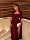 Long Sleeve Patchwork Slim Maxi Dress GADE-11561