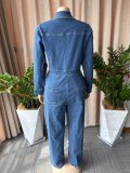 Long Sleeve Lapel Denim Jumpsuit OSM-4508