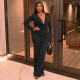 Deep V Neck Tie Up Top Two Piece Pants Set GDSF-J26ST492