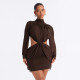 Solid Color Long Sleeve Mini Dress GDSF-Q26DS278