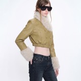 Fur Neck Long Sleeve Leather Jackets Coats DLSF-K6L20060A