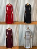 Long Sleeve Patchwork Slim Maxi Dress GADE-11561