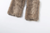 Fluffy Patchwork Sexy Vest Two Piece Pants Set XEF-K6S15085A