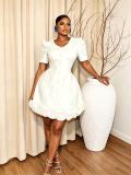 V Neck Short Sleeve Slim Mini Dress GADE-11502