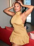 Polka Dot Printed Backless Mini Dress GADE-11593