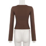 V Neck Long Sleeve T Shirt GPKJ-MR51752