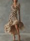 Plus Size Leopard Printed Mesh Patchwork Maxi Dress GQLK-8874