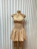 Polka Dot Printed Backless Mini Dress GADE-11593