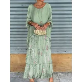 Plus Size Chiffon Mesh Bat Sleeve Maxi Dress GQLK-8699
