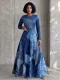 Printed Patchwork Long Sleeve Maxi Dress GQLK-6118