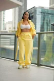 Fleece-lined Solid Color Coat Two Piece Pants Set CM-61019