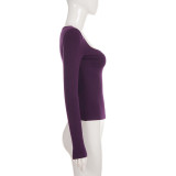 Contrast Color Long Sleeve T Shirt GPKJ-MR52518