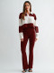 Contrast Color Patchwork Long Sleeve Pant Suit CH-26055