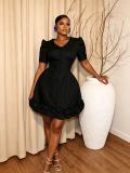 V Neck Short Sleeve Slim Mini Dress GADE-11502