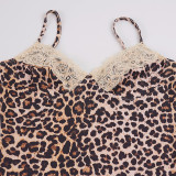 Leopard Printed Lace Patchwork Mini Dress GPKJ-MR52362