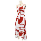 Printed Irregular Sling Maxi Dress GYLY-11175