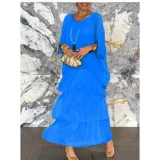Plus Size Chiffon Mesh Bat Sleeve Maxi Dress GQLK-8699