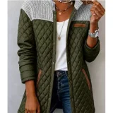 Plus Size Long Sleeve Patchwork Contrast Color Coats GQLK-6413