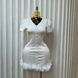 V Neck Short Sleeve Slim Mini Dress GADE-11502