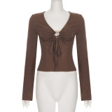 V Neck Long Sleeve T Shirt GPKJ-MR51752